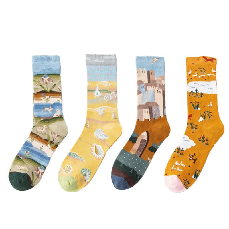 Viertelsocken mit verspieltem Malmuster (4 Paar) - image 5
