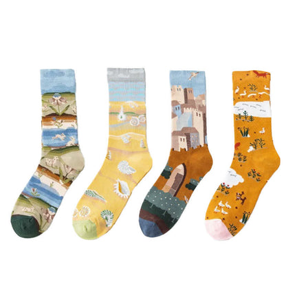 Viertelsocken mit verspieltem Malmuster (4 Paar) - image 5