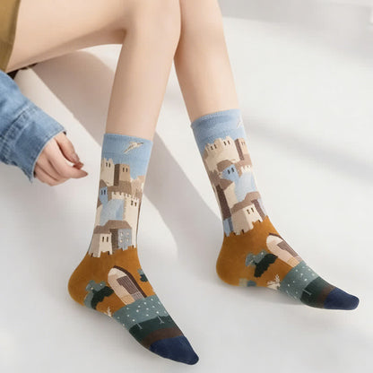 Viertelsocken mit verspieltem Malmuster (4 Paar) - image 3
