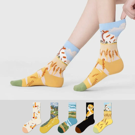 Bunte Weizenfeld-Viertel-Socken (5 Paar) - Mehrfarbig - EU35-42 (US2-8,5) - image 0