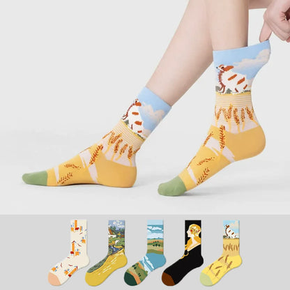 Bunte Weizenfeld-Viertel-Socken (5 Paar) - Mehrfarbig - EU35-42 (US2-8,5) - image 0