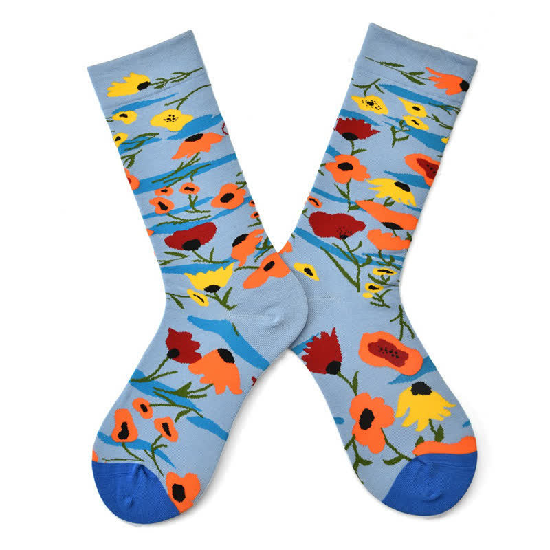 Vintage-Blumen-Viertelsocken (3 Paar) - Blau - EU35-42 (US2-8,5) - image 1