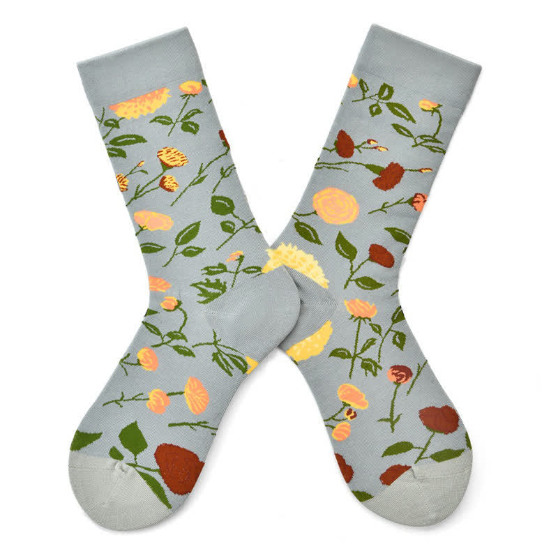 Vintage-Blumen-Viertelsocken (3 Paar) - Grau - EU35-42 (US2-8,5) - image 2