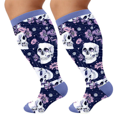 Kompressionsstrümpfe der Skull-Serie in Übergröße - Lila (1 Paar) - 4XL - image 10