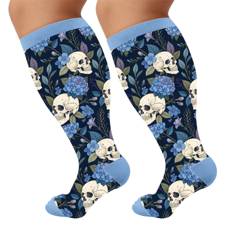 Kompressionsstrümpfe der Skull-Serie in Übergröße - Blau (1 Paar) - 4XL - image 9