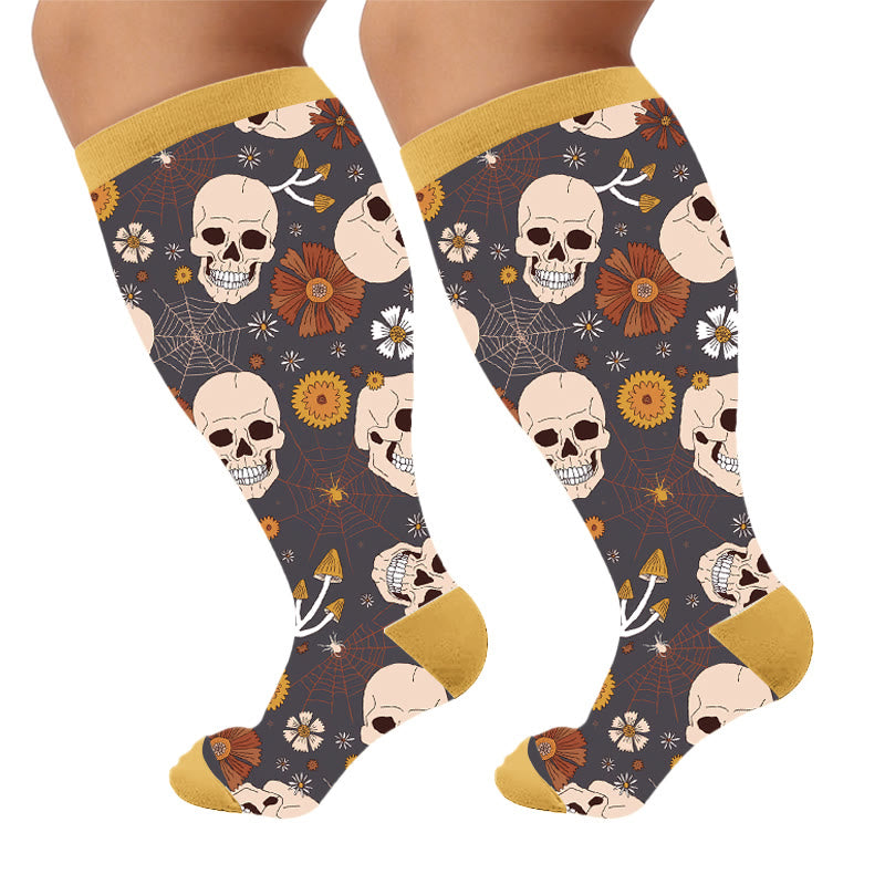 Kompressionsstrümpfe der Skull-Serie in Übergröße - Gelb (1 Paar) - 4XL - image 8
