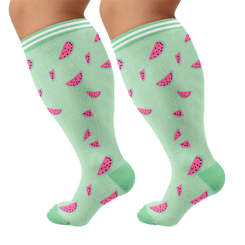Plus Size Fruity Fun Kompressionsstrümpfe - Wassermelone - 4XL - image 8