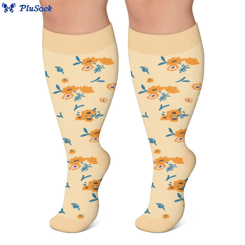 Kompressionsstrümpfe in Übergröße im Vintage-Stil mit Blumenmuster - image 3