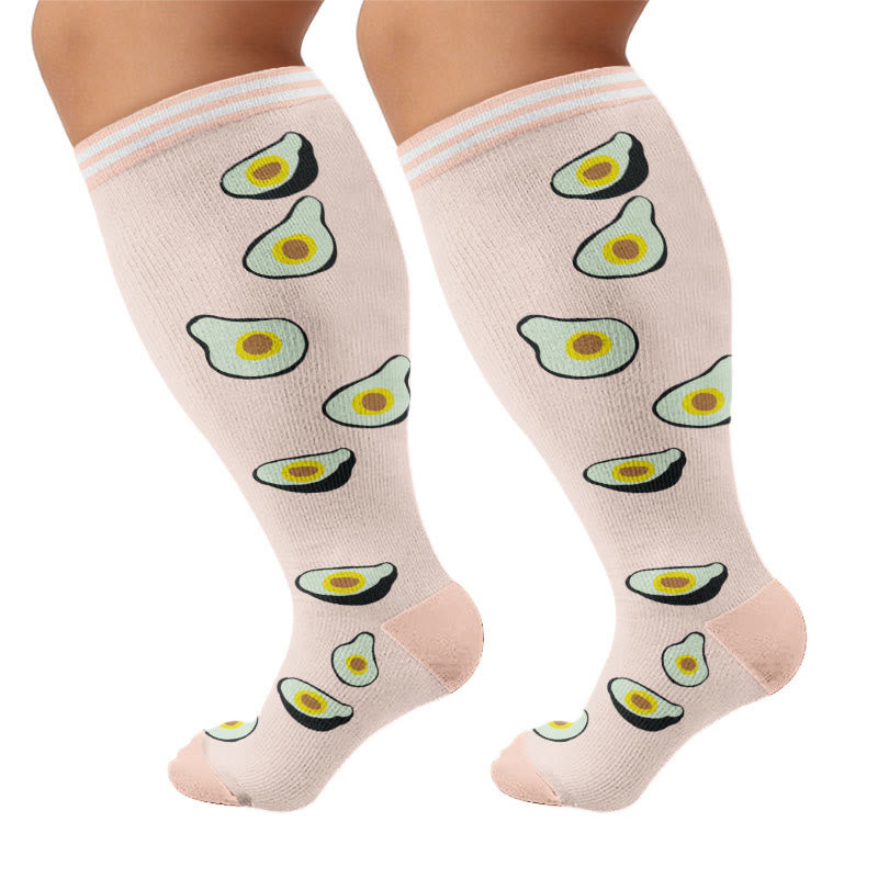 Plus Size Fruity Fun Kompressionsstrümpfe (4 Paar) - Avocado - 4XL - image 8