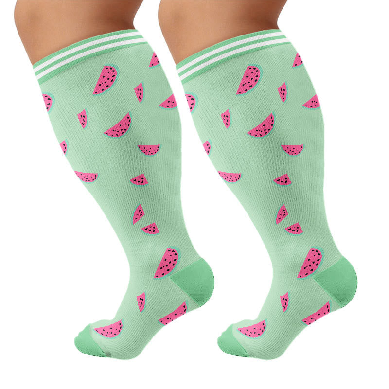 Plus Size Fruity Fun Kompressionsstrümpfe (4 Paar) - Wassermelone - 4XL - image 6