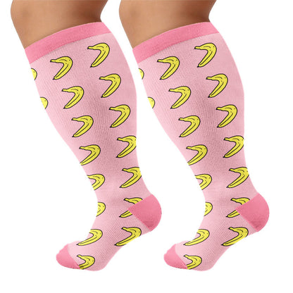 Plus Size Fruity Fun Kompressionsstrümpfe (4 Paar) - Banane - 4XL - image 10