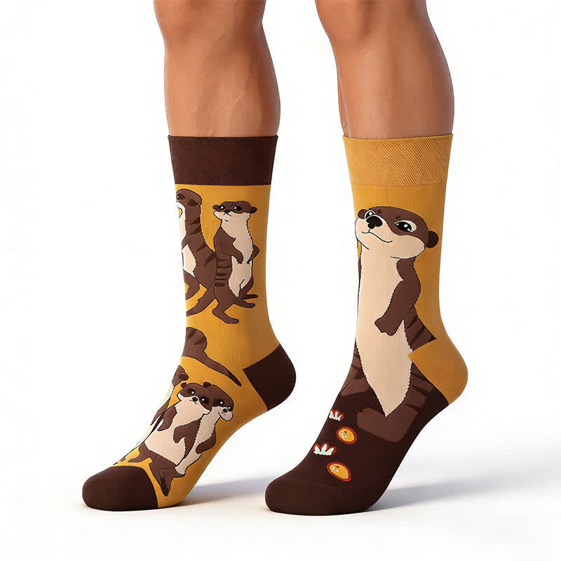 Mungoose Cartoon Viertel Socken - Braun - EU35-43 (US2-9) - image 0
