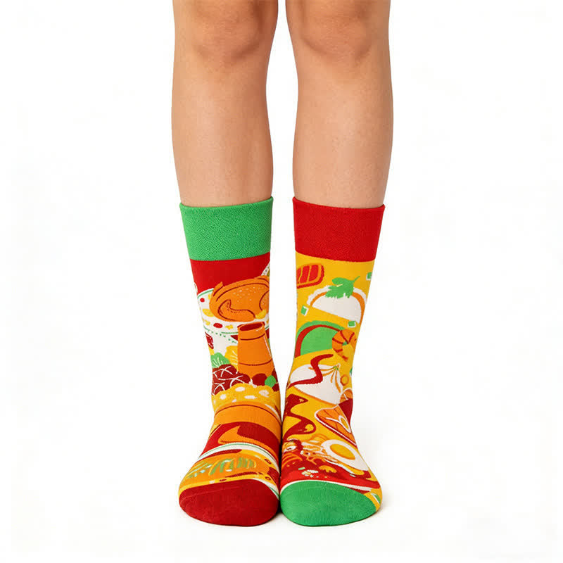 Bunte Viertelsocken mit Lebensmittelmotiv - Orange - EU36-43 (US3-9) - image 0