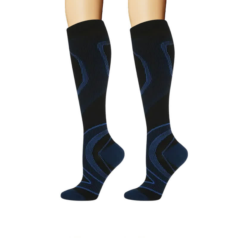 Sportliche Kompressionsstrümpfe mit geometrischem Muster (4 Paar) - Marineblau - L/XL - image 2