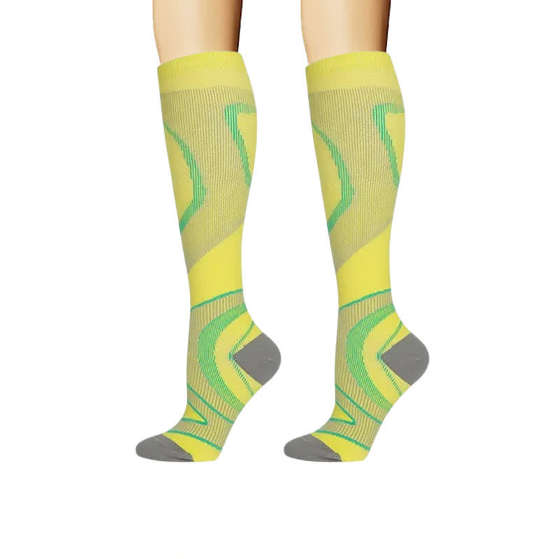 Sportliche Kompressionsstrümpfe mit geometrischem Muster (4 Paar) - Gelb - L/XL - image 3