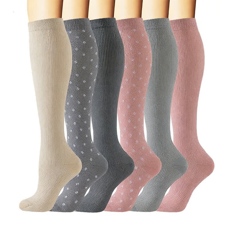 Minimalistische, einfarbige Kompressionsstrümpfe (6 Paar) - Mehrfarbig - L/XL - image 0