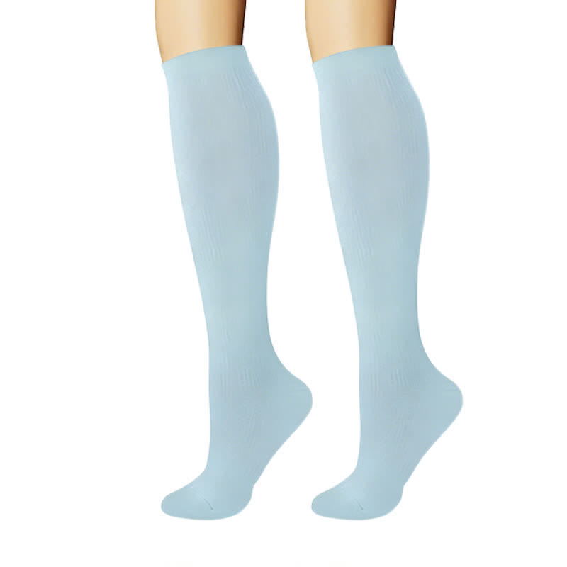 Pastellfarbene, einfarbige Kompressionsstrümpfe im minimalistischen Stil (6 Paar) - image 3