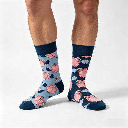Viertelsocken mit verspieltem Schweinemuster - Marine - EU36-43 (US3-9) - image 0