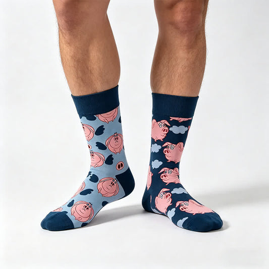 Viertelsocken mit verspieltem Schweinemuster - Marine - EU36-43 (US3-9) - image 0