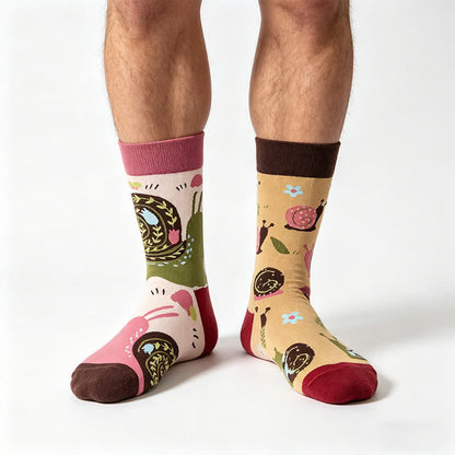 Cartoon-Schnecken-Blumen-Viertel-Socken - Rosa - EU36-43 (US3-9) - image 0