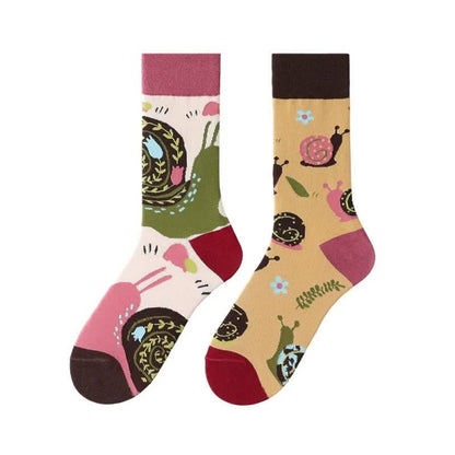 Cartoon-Schnecken-Blumen-Viertel-Socken - image 1