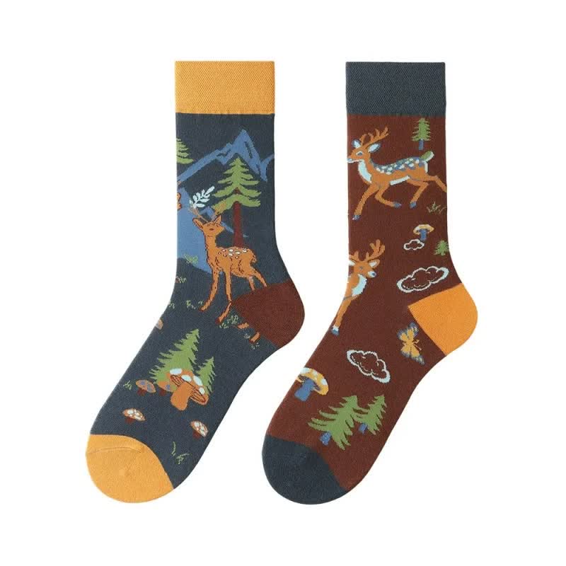Waldhirsch-Cartoon-Viertel-Socken - image 1
