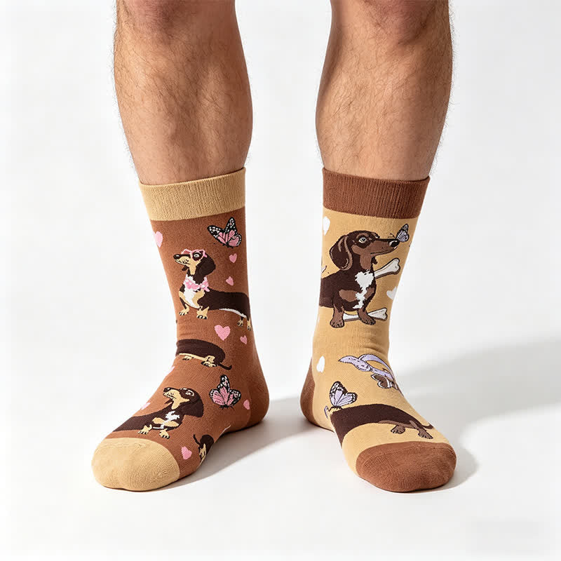 Verspielte Dackel-Viertelsocken - Braun - EU36-43 (US3-9) - image 0
