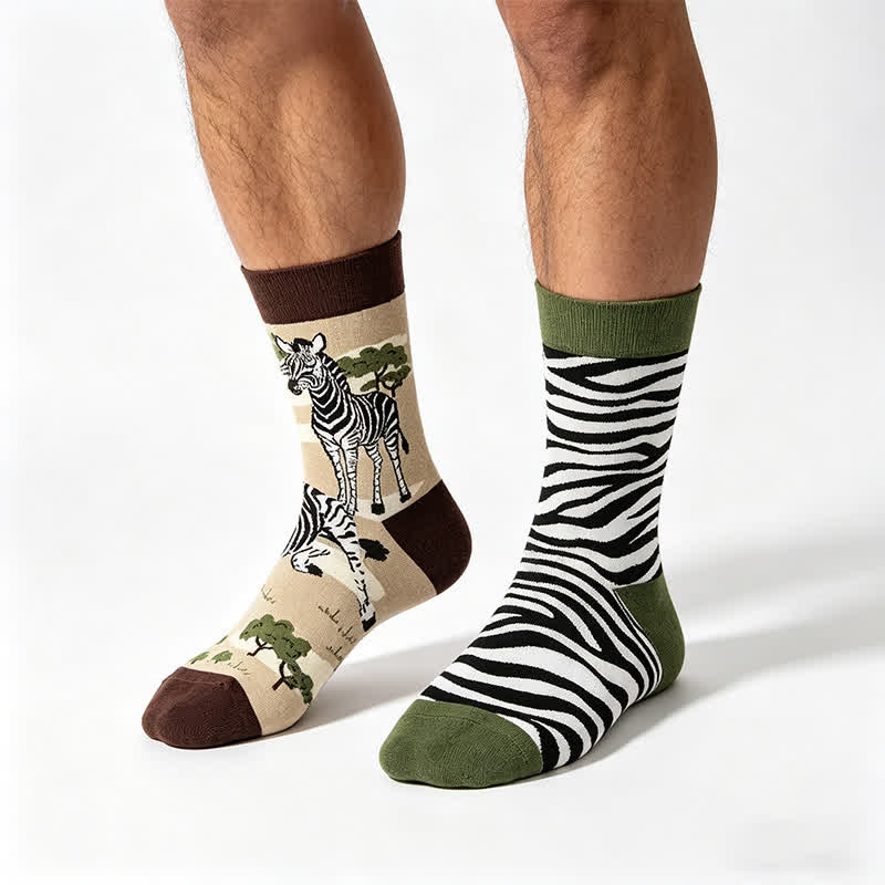 Verspielte Steppenzebra-Viertelsocken - Grün - EU36-43 (US3-9) - image 0