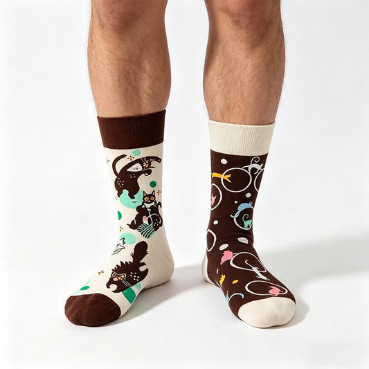 Verspielte Katzen-Cartoon-Viertel-Socken - Kaffee - EU35-43 (US2-9) - image 0
