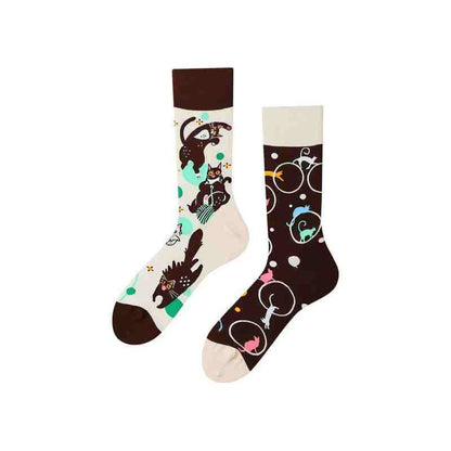 Verspielte Katzen-Cartoon-Viertel-Socken - image 1