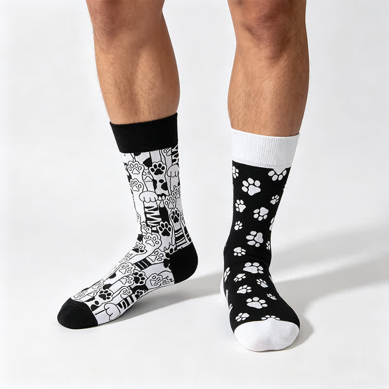 Viertelsocken mit Katzenpfotenabdruck - Schwarz - EU35-43 (US2-9) - image 0