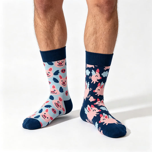 Niedliche Cartoon-Schweinchen-Socken - Blau - EU35-43 (US2-9) - image 0