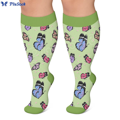 Plus Size Mehrfarbige Schmetterlings-Kompressionsstrümpfe - image 3