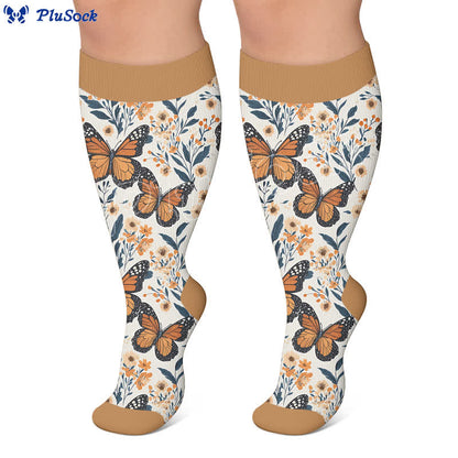 Plus Size Mehrfarbige Schmetterlings-Kompressionsstrümpfe - image 4