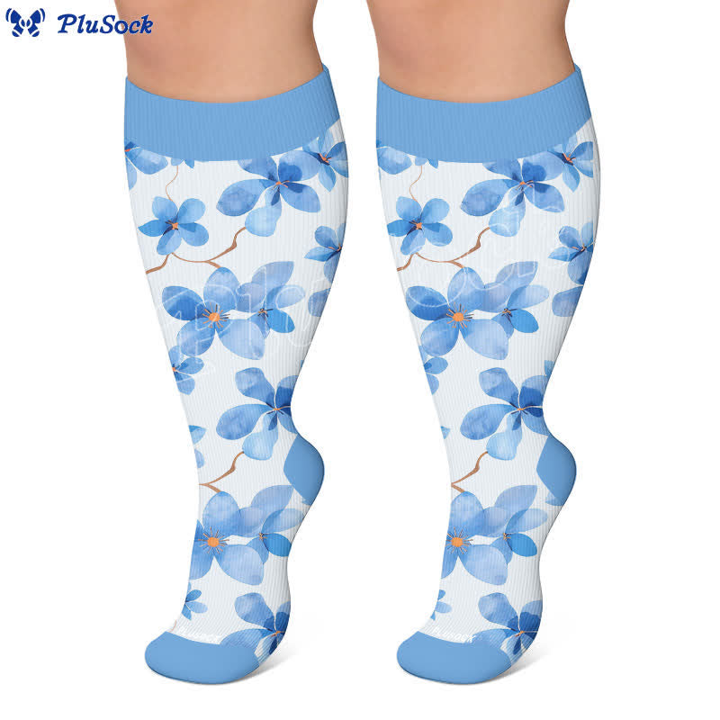 Kompressionsstrümpfe mit Blumenmuster in Übergröße - image 2