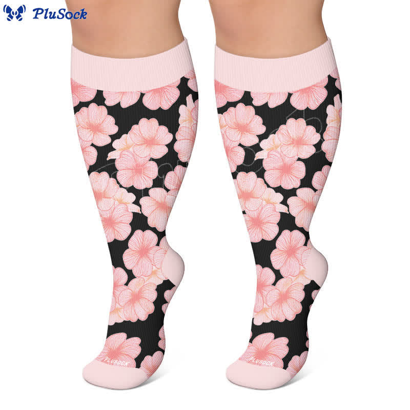 Kompressionsstrümpfe mit Blumenmuster in Übergröße - image 4