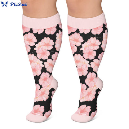 Kompressionsstrümpfe mit Blumenmuster in Übergröße - image 4