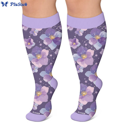 Kompressionsstrümpfe mit Blumenmuster in Übergröße - image 3