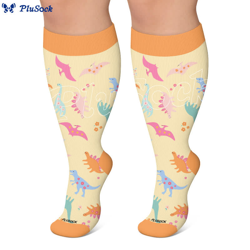 Plus-Size-Kompressionsstrümpfe mit Lavendel-Einhorn-Motiv - image 4