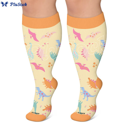 Plus-Size-Kompressionsstrümpfe mit Lavendel-Einhorn-Motiv - image 4