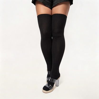 Bonbonfarbene Oberschenkelhohe Socken - Schwarz - Einheitsgröße - image 5