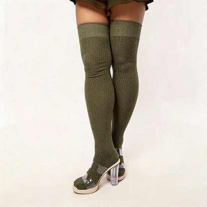 Bonbonfarbene Oberschenkelhohe Socken - Dunkelgrün - Einheitsgröße - image 14