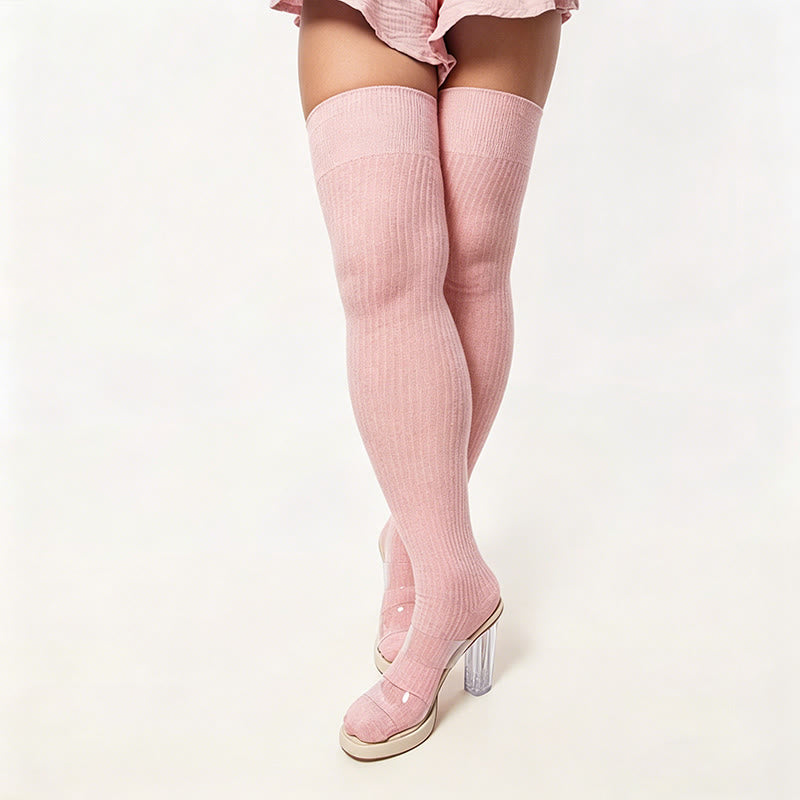 Bonbonfarbene Oberschenkelhohe Socken - Rosa - Einheitsgröße - image 15