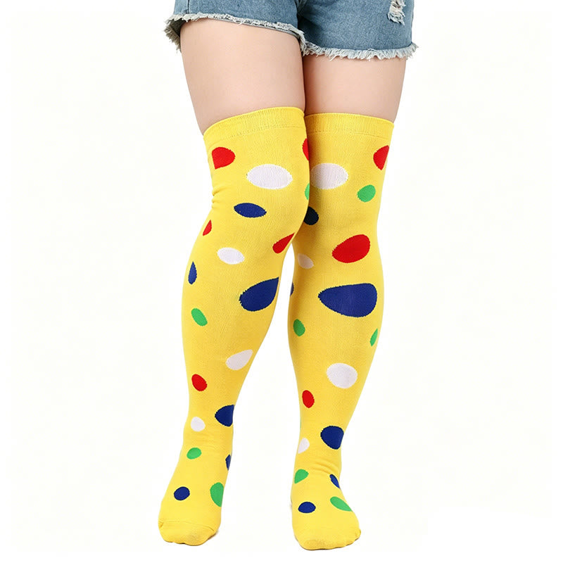 Oberschenkelhohe Socken mit Polka-Dots (3 Paar) - Gelb - Einheitsgröße - image 7