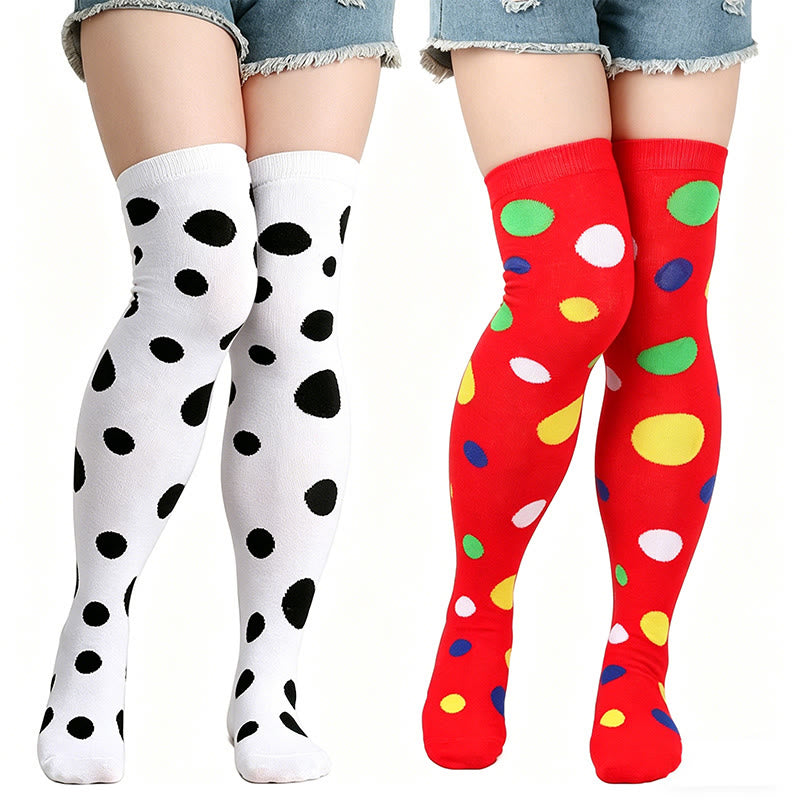 Oberschenkelhohe Socken mit Polka-Dots (3 Paar) - image 2