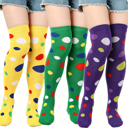 Oberschenkelhohe Socken mit Polka-Dots (3 Paar) - image 0
