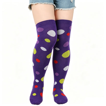 Oberschenkelhohe Socken mit Polka-Dots (3 Paar) - Lila - Einheitsgröße - image 8