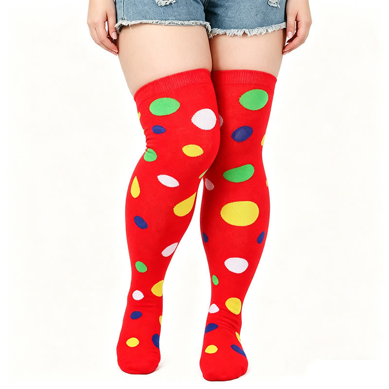 Oberschenkelhohe Socken mit Polka-Dots (3 Paar) - Rot - Einheitsgröße - image 5
