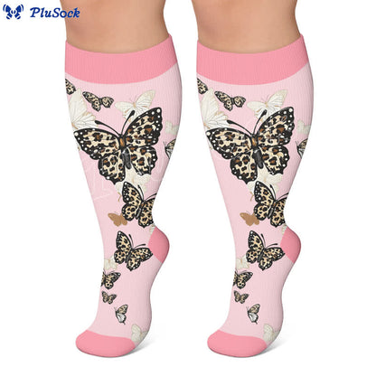 Plus Size Mint Butterfly Kompressionsstrümpfe - image 3