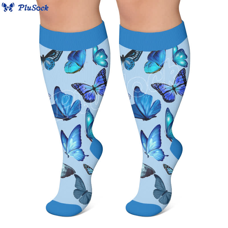 Plus Size Mint Butterfly Kompressionsstrümpfe - image 4